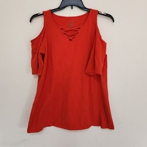Torrid Red Cold Shoulder Top